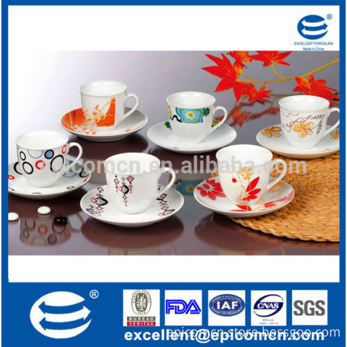 Nice tea time porcelain coffee and tea cup&saucer set 12pcs for 6 person use